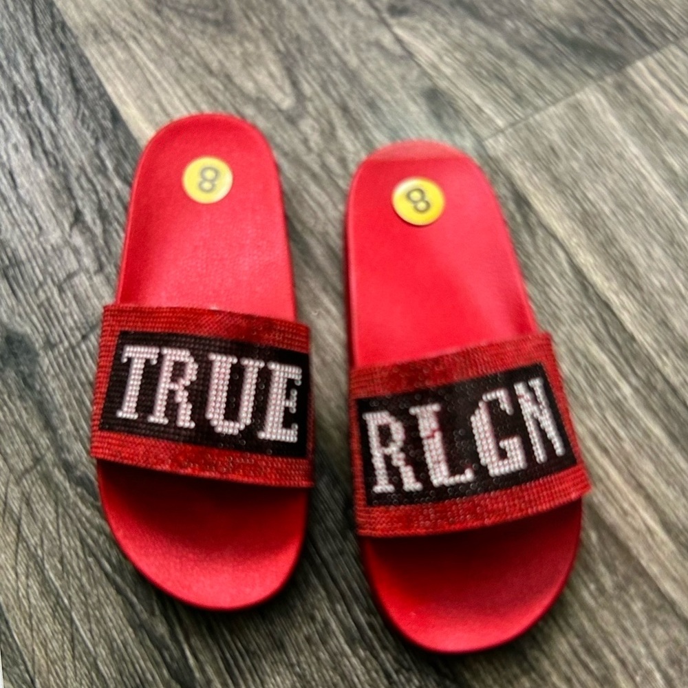 True Religion bling slides